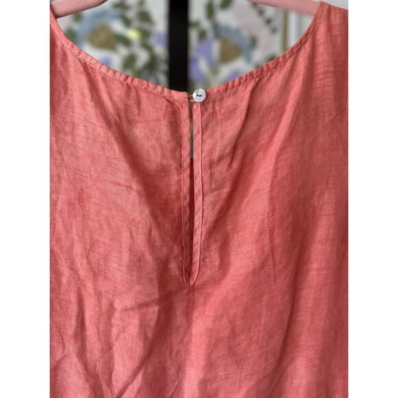C&C California 100% Linen Sleeveless Tiered Mini Dress Coral Womens Size Small - Picture 7 of 10
